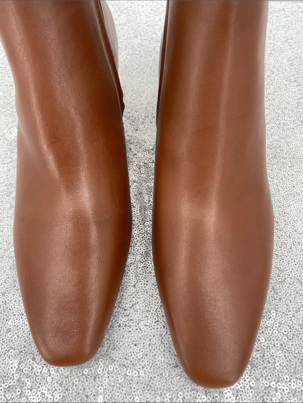 Lauren Ralph Lauren Willa Burnished  Leather Booties. Ankle Boots Tan Size 10B